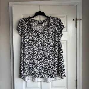 Lane Bryant Black and White Floral Blouse